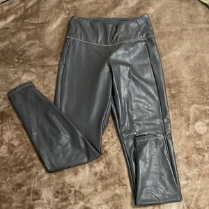 ATHLETA Grey/Brown Faux Leather Pants
